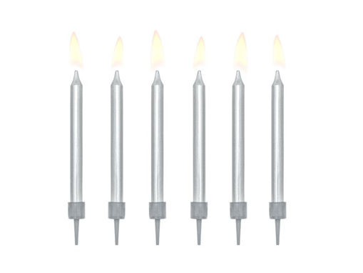 Picture of BIRTHDAY CANDLES PLAIN SILVER - 6 PACK